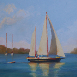Susan Barnes: 'Ketch in the Cove', 2009 Oil Painting, Sailing. 