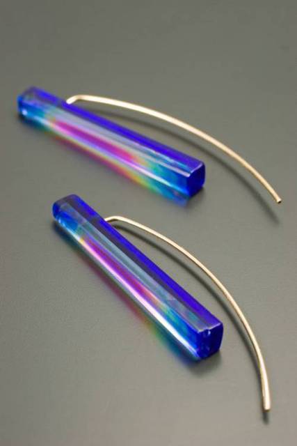 Dolores Barrett  'Dichroic Slice Earrings', created in 2006, Original Glass.