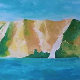 Vasiliy Mukhin: 'green coast', 2018 Acrylic Painting, Abstract Landscape. Artist Description: my dreams of the sea, the sail and the distant shores...