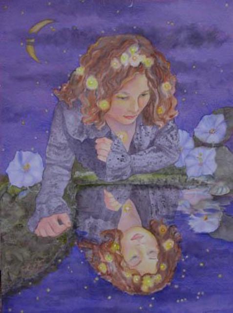 Artist Lesta Frank. 'Moon Goddess' Artwork Image, Created in 2005, Original Mixed Media. #art #artist