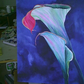Susan Lewis: 'Calla Lillies Acrylic', 2008 Acrylic Painting, Other. 
