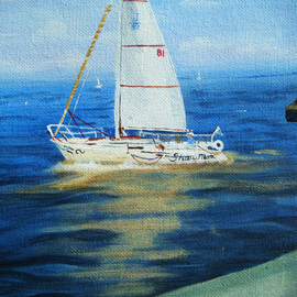 Isabella Mccartney Artwork Lake Superior Morn, 2010 Acrylic Painting, Sailing