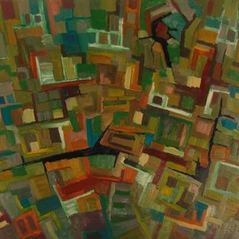Ben Hotchkiss: 'Composition 2112', 1999 Oil Painting, Abstract. Artist Description: It is a painting that is a partofo a 14 by 18 series that I painted in the 1980s.  It is among my earliest oil paintings. ...