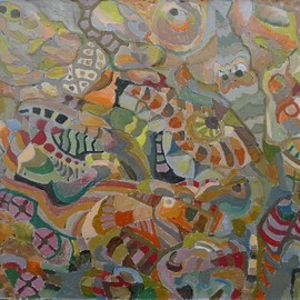 Ben Hotchkiss: 'composition 2006', 2021 Oil Painting, Abstract. Artist Description: small abstract paintings in oil...