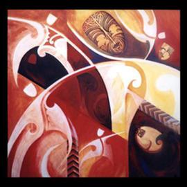 Phil Mokaraka Berry: 'Separation', 2005 Acrylic Painting, Culture. Artist Description: A Contemporary Maori art painting of Rangi and Papatuanuku being separated. ...