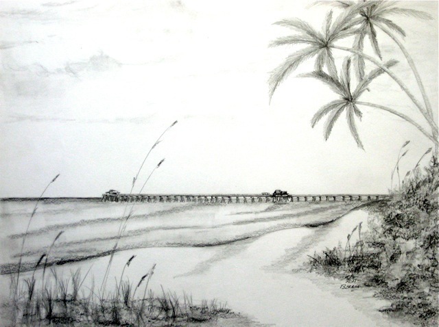 Pier Rendering From 16th Ave Pencil Drawing By Ron Berry