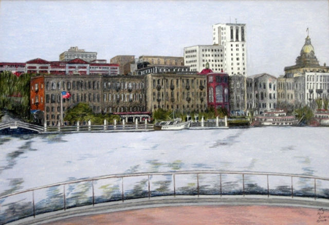 Ron Berry  'Savannah Waterfront II', created in 2004, Original Drawing Pencil.