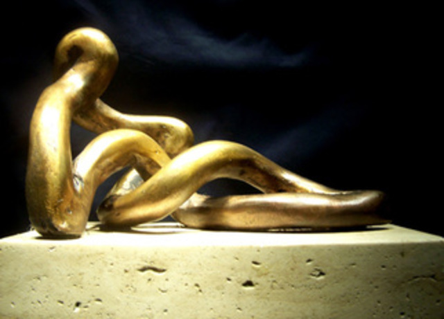 Gabor Bertalan  'Seated Man', created in 2006, Original Sculpture Aluminum.