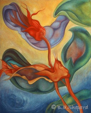 Barbara Shepard: 'Life Cycles 1', 1986 Giclee, Abstract Figurative.    Barbara E Shepard's choice of form, shape and colour comes from a passion for the beauty and powerful forces that exist in the natural world. As much as she has a love for the appearance of things, it is the underlying psychological meanings that interest her. The Life Cycle...