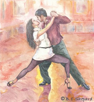 Barbara Shepard: 'Tango  Yanina  y Neri', 2012 Giclee, Figurative.  One of a series of paintings of Tango dancers based on photos I took of Argentine dancers visiting the UK to take part in the Oxford International Tango Festival. These Photos were digitally enhanced to form a bases for the painting  ...