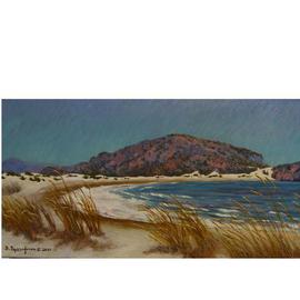 Bessie Papazafiriou: 'Beach Near Pylos', 2001 Oil Painting, Seascape. Artist Description:      Beach Near Pylos depicts a beach in southern Greece....