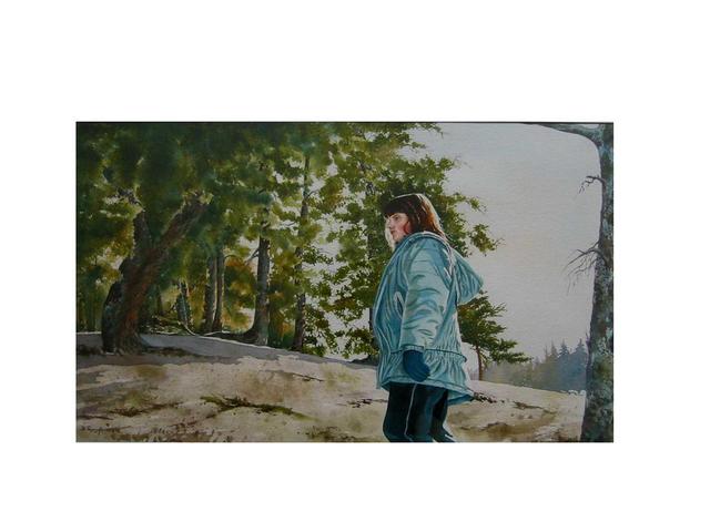 Artist Bessie Papazafiriou. 'Mountain Girl' Artwork Image, Created in 1998, Original Mixed Media. #art #artist