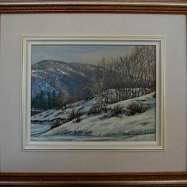 Bessie Papazafiriou: 'Winter in Metsovo', 2000 Oil Painting, Landscape. Artist Description:      Winter in Metsovo depicts a wonderful place I discovered in Metsovo, Greece.  I love the way the vegetation pokes its way through the snow to add contrast to the painting.Comments:  Framed...