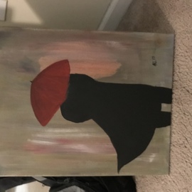 Michelle Irvine: 'rain man', 2017 Acrylic Painting, Abstract Figurative. Artist Description: Colorful rain. Man and umbrella. ...
