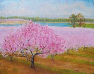 Beverly Dudley: 'Peaches  ', 2016 Oil Painting, Landscape.  Painted for Justin, Haleigh and Adaline AndersonMy cotton candy day    Within each of us there are many happy memories when we were children. As we go about our daily lives on occasion one these memories unexpected brings us to our childhood days. They jump into our minds and give...