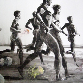 Julia Bezshtanko: 'towards the wave', 2020 Tempera Painting, Psychology. Artist Description: paper, tempera...