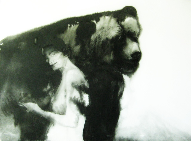 Artist Julia Bezshtanko. 'With The Bear' Artwork Image, Created in 2020, Original Painting Ink. #art #artist