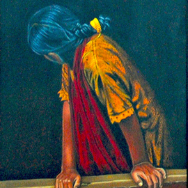Kamal Bhandari: 'Looking Back', 2010 Oil Painting, Figurative. Artist Description:  Figurative painting ...