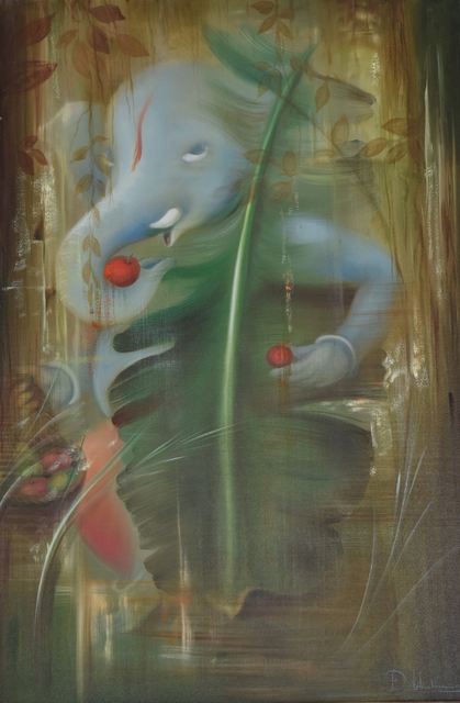 Durshit Bhaskar  'Ganesha Gajakarna', created in 2014, Original Painting Oil.