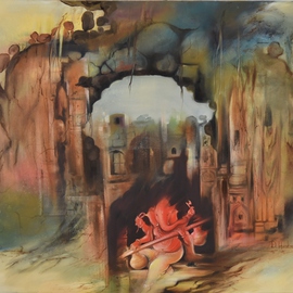 Durshit Bhaskar Artwork Ganesha Shashivarnam, 2015 Oil Painting, Religious
