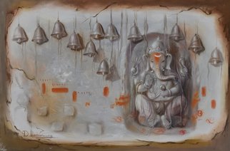 Durshit Bhaskar: 'Ganesha Vighnahara', 2015 Oil Painting, Religious.  Ganesha, Ganeshji, Ganesha Paintings, Lord Ganesha, Elephant God, God, Bhagwan, Divine, Spiritual, Prayer, , Indian Gods, Vinayak, Ganpati, Deva, Siddhivinayak, , Mangalamurti, Lambodara, Gadadhara, Hindu, Hindu God, Hinduism, Oil Painting, Oil on Canvas, Durshit Bhaskar ...