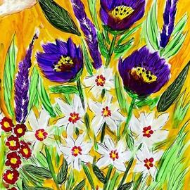 Bhuvaneswari Rajendran: 'summer flowers', 2021 Acrylic Painting, Seasons. Artist Description: Hot Summer feel with flowers that brightens the day and cools it even when its very hot, there s gentle breeze to soothe...