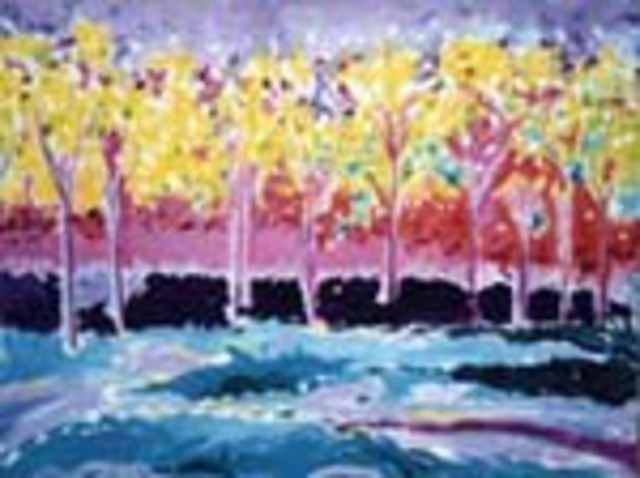 Artist Bill Myers. 'Yellow Trees' Artwork Image, Created in 1991, Original Assemblage. #art #artist