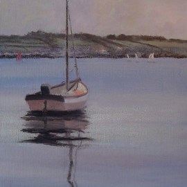 Bill Obrien: 'Dead Calm Skerries', 2008 Oil Painting, Marine. Artist Description:  Oil on canvas board 10 ins x 10 ins. Looking west from Harbour at Skerries North County Dublin Ireland. ...