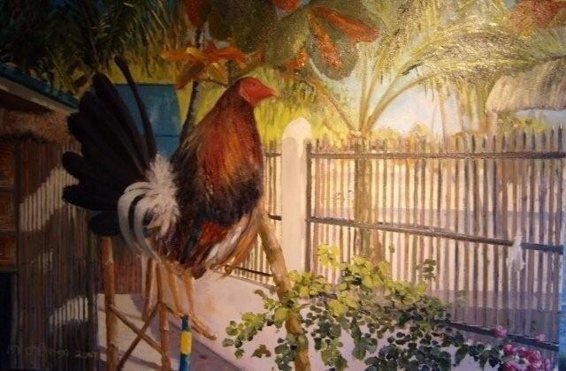 Artist Bill Obrien. 'Fionas Rooster' Artwork Image, Created in 2007, Original Glass Cast. #art #artist