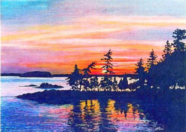 Bill Pullen  'Muskoka Sunset', created in 2001, Original Painting Acrylic.