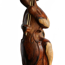 Tzipi Biran: 'The player', 2012 Wood Sculpture, Music. Artist Description:  Made of Indian Sisam tree, ...