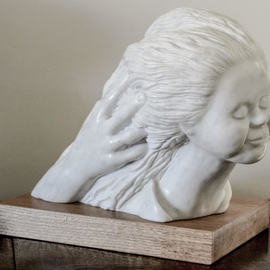 Tzipi Biran: 'mother s hands', 2017 Marble Sculpture, Portrait. Artist Description: Carrara marble, girl, face. hand, hair, figurative, young woman...