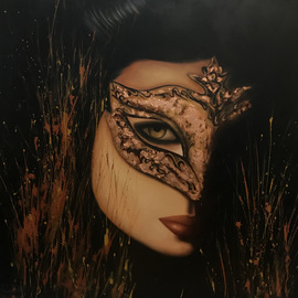 Bita Mohabbati: 'mask', 2012 Oil Painting, Mask. Artist Description: mask, mystery, woman...