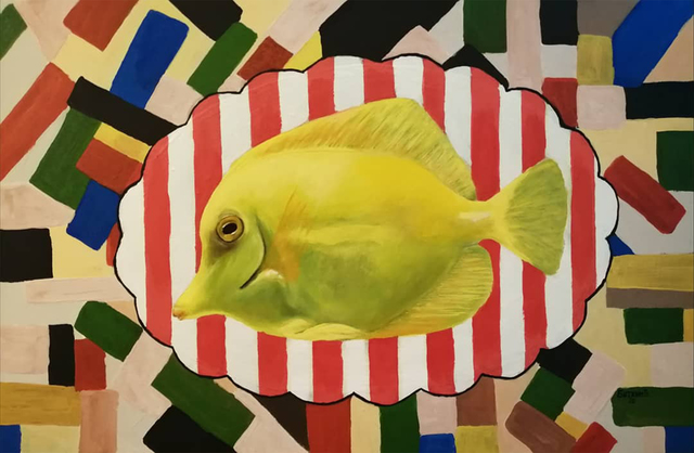 Vyacheslav Bitkin  'Oil Painting Yellow Fish', created in 2019, Original Painting Oil.