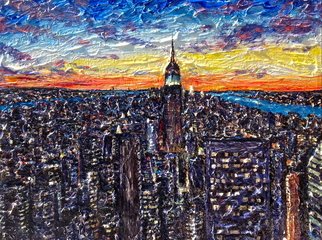 Brian Josselyn: 'Sparkling Empire ', 2012 Acrylic Painting, Landscape.  empire state building painting, nyc painting, city night painting, city lights luscious city view ...