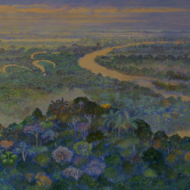 Blanca Moreno: 'putumayo river', 2016 Oil Painting, Botanical. Artist Description: The Putumayo River seen from above...