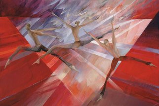 Rochelle Blumenfeld: 'No where to run', 2016 , Dance.  Giclee reproduction of modern dance, inspired by Alvin Aileys Ballet Revelations, in an abstract expressionist style.  They arrive ready to hang.  The artist will apply some hand painting to the canvas, to enhance the image and add to its individuality. ...