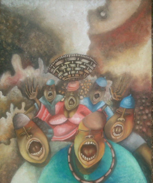 Artist Tobi Bolaji. 'Great Fear' Artwork Image, Created in 2015, Original Mixed Media. #art #artist