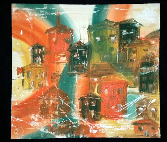Boban Popov  'Town', created in 2016, Original Painting Acrylic.