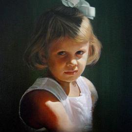 Lisa Johnson: 'Abbey Carrier', 1999 Oil Painting, Representational. Artist Description: Jack Carrier' s little sister. These two pieces were done as a portrait pair. ...