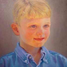 Lisa Johnson: 'Lessard', 2003 Oil Painting, Portrait. Artist Description:  Head and shoulders portrait of child. ...