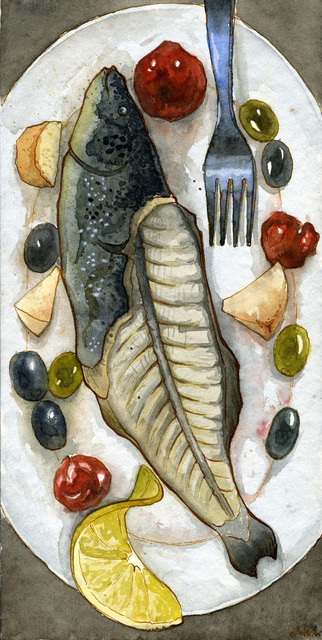Artist Julia Bolshakova. 'Fish' Artwork Image, Created in 2014, Original Drawing Ink. #art #artist
