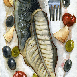 Julia Bolshakova Artwork Fish, 2014 Ink Drawing, Food