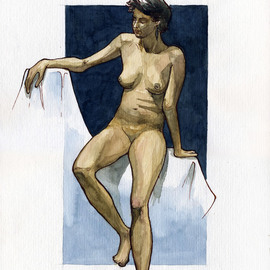 Julia Bolshakova Artwork Nude, 2015 Ink Drawing, Nudes