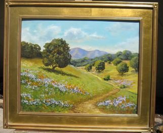 Lou Armentrout: 'Santa Barbara Hills', 2012 Oil Painting, Landscape.   Dramatic California Landscape, bright vivid color.   ...