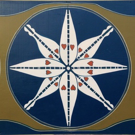 Bonie Bolen: 'Dulcimer Quilt ', 2013 Other Painting, Family. Artist Description: Painting of Appalachian dulcimer star pattern in the mind of the quilt square murals throughout OH, WV, KY and PA.I had a rectangular space to work in. Painted in exterior latex on 4' x 8' sheet of plywood.          ...