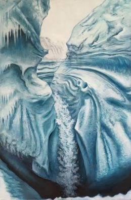 Bonie Bolen: 'Greenland', 2016 Oil Painting, nature.  Oil on aluminum. Original image used from National Geographic 2010 article about Greenland's changing face due to global warming. ...