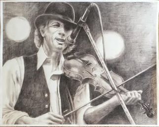 Bonie Bolen: 'John Hartford, large print', 2016 Pencil Drawing, Music. Original drawing from a photographers view. Original not for sale but photo shows prints that I have that are available. Thank you....