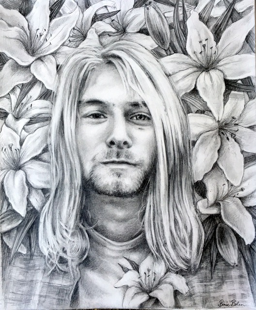 Artist Bonie Bolen. 'Kurt Cobain' Artwork Image, Created in 2016, Original Collage. #art #artist