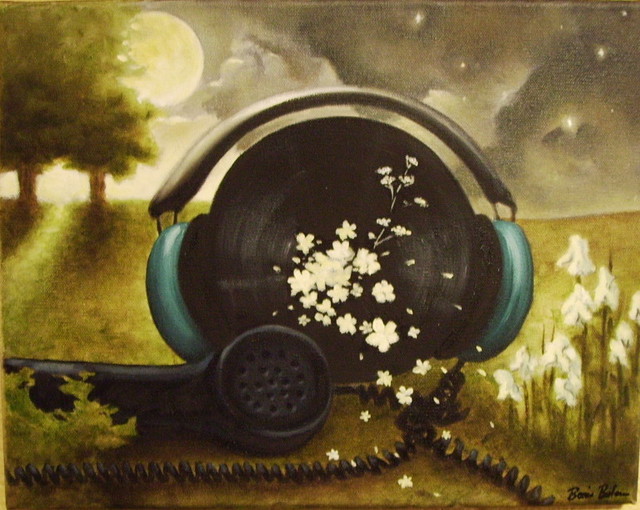 Artist Bonie Bolen. 'Moonflower' Artwork Image, Created in 2009, Original Collage. #art #artist